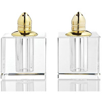 Handcrafted Optical Crystal And Gold Square Size Salt And Pepper Shakers