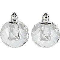 Handcrafted Optical Crystal And Silver Rounded Salt And Pepper Shakers