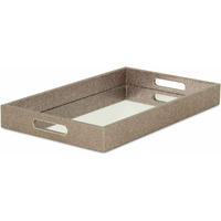 16"" Gray Rectangular Wood Handmade Tray With Handles