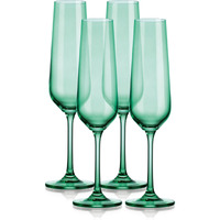Set Of Four Translucent Pale Green Champagne Flutes