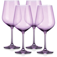 Set Of Four Translucent Purple Large Wine Glasses