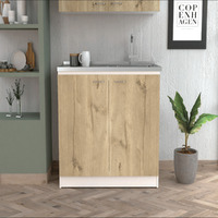 Utility Sink Vernal  Double Door  White  Light Oak Finish(D0102Hge67G)