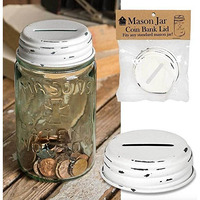 Coin Bank Mason Jar Lid - White - Box of 4