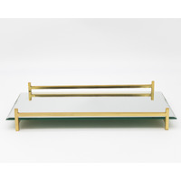 16 Mirror and gold Rectangular glass Vanity Tray
