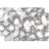Set of Two gray and gold Abstract cork Rectangular Indoor Outdoor Placemats