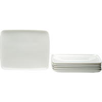 White Six Piece Rectangle Porcelain Service For Six Dinner Plate Set