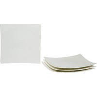 White Six Piece Square Bone China Service For Six Dinner Plate Set