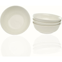 White Four Piece Round Weave Stoneware Service For Four Bowl Set