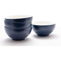 Blue and White Four Piece Porcelain Service For Four Bowl Set