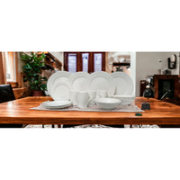 White Sixteen Piece Round Bone China Service For Four Dinnerware Set