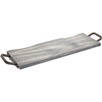 27" Gray and Black Wood and Metal Serving Tray With Handles