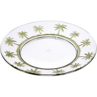 Clear and Green Four Piece Palm Tree Acrylic Service For Four Dinner Plate Set