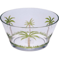 Clear and Green Four Piece Palm Tree Acrylic Service For Four Bowl Set