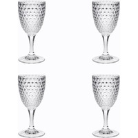 Set of Four Clear Diamond Acrylic Stemmed All Purpose Wine Glass