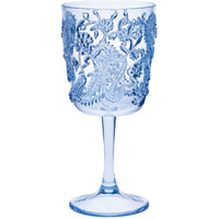 Set of Four Blue Paisley Acrylic Stemmed All Purpose Wine Glass