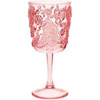 Set of Four Pink Paisley Acrylic Stemmed All Purpose Wine Glass