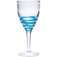 Set of Four Clear and Blue Swirl Acrylic Stemmed All Purpose Wine Glass