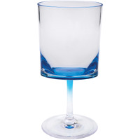 Set of Four Clear and Blue Acrylic Stemmed All Purpose Wine Glass