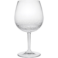 Set of Four Clear Dimpled Tritan Plastic Balloon or Round Bowl Stemmed All Purpose Wine Glasses
