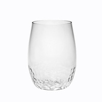 Set of Four Clear Dimpled Tritan Plastic Stemless All Purpose Tumbler Wine Glasses