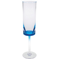 Set of Four Clear and Blue Acrylic Stemmed Flutes