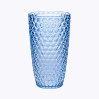 Set of Four Blue Geometric Acrylic Stemless Highball Glass