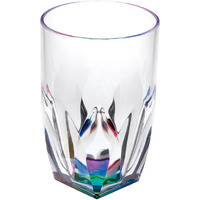 Set of Four Clear and Rainbow Geometric Acrylic Highball Glasses
