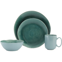 Green Sixteen Piece Ceramic Service For Four Dinnerware Set