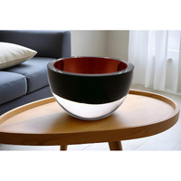 6" Brown Mouth Blown Crystal Thick Walled Bowl