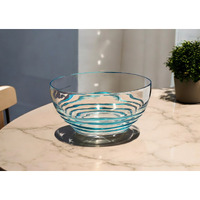 10" Clear and Blue Swirl Acrylic Round Salad Bowl
