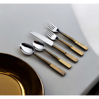 Matte Gold Stainless Steel Five Piece Hand Forged Place Setting