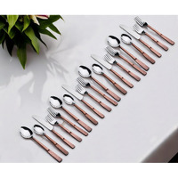 Matte Copper Stainless Steel Twenty Piece Hand Forged Flatware Set