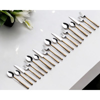 Matte Gold Stainless Steel Twenty Piece Hand Forged Flatware Set