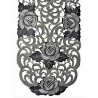 Sinobrite H9224-16x72 16 x 72 in. Gunmetal Cutout Rose Table Runner