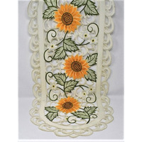 15 x 54 in. Sunflower on Cream Fabric Table Runner