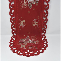 15 x 54 in. Reindeer, Snow House & Pine Tree Table Runner