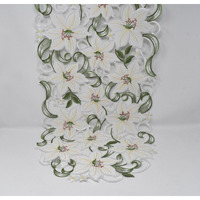 16 x 36 in. Lily on White Fabric Table Runner