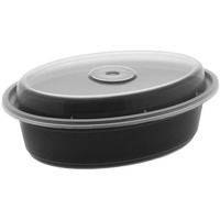 spring Versatainer  16 oz Oval PP Container & Lid, Black - 150 Count
