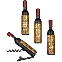 Wine Bottle Shape Cork Opener with Shabbos Gold Plate