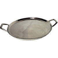 Silver Stainless Steel Round tray w/handles 13.75' dia