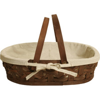 6501-MD 15 in. Stained Woodchip Basket with Cloth Liner, Brown