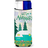 "Caroline's Treasures Let's Adventure Glamping Trailer Michelob Ultra beverage Insulator for Slim Cans, Multicolor"