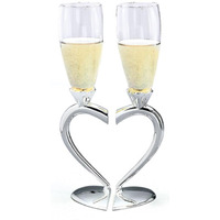 Creative Gifts International 021055 Split Heart Base Toasting Flutes