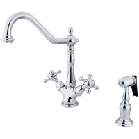 Kingston Brass KS1231BXBS Heritage 2-Handle Kitchen Faucet with Brass Sprayer and 8-Inch Plate, Polished Chrome