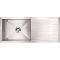 Noah's Collection Brushed Stainless Steel Commercial Single Bowl Reversible Undermount Sink with an Integral Drain Board