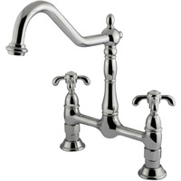 Kingston Brass KS1171TX French Country Kitchen Bridge Faucet, Polished Chrome