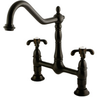 Kingston Brass KS1175TX French Country Kitchen Bridge Faucet, Oil Rubbed Bronze