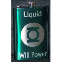 Green Custom Engraved Hip Flask