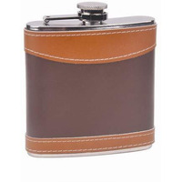 6oz Leather Hip Flask, Custom Laser Engraved