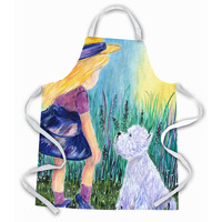"Caroline's Treasures SS8351APRON Little Girl with Westie Apron, Large, Multicolor"